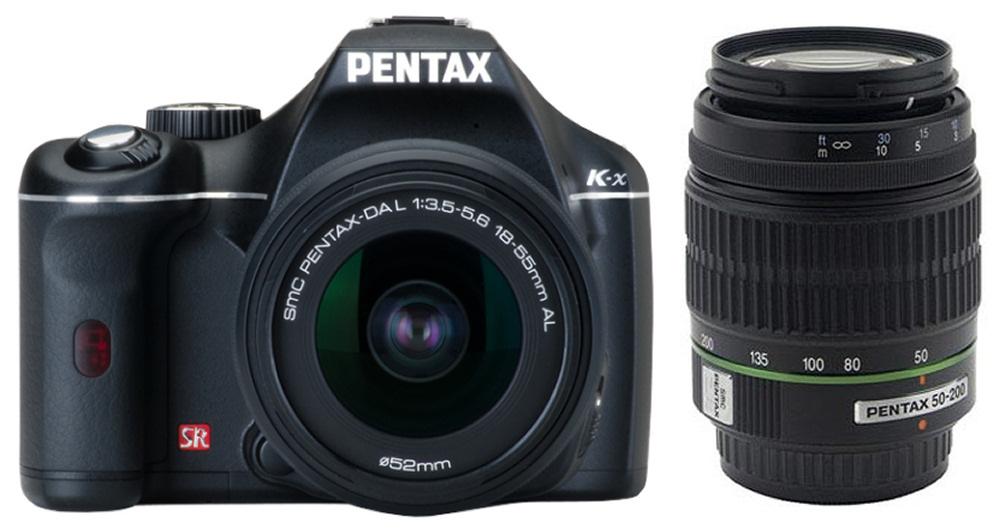 Lustrzanka Pentax K-x + DAL 18-55 mm + DAL 50-200 mm (czarny)
