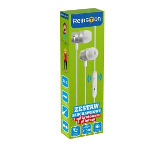 Słuchawki przewodowe Reinston EZS004 Dokanałowe Mikrofon Biały