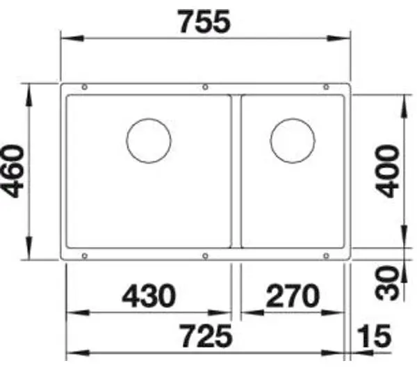 Blanco SUBLINE 430/270-U 523151 Komora z lewej strony Granitowy Antracyt - Kup na Raty - RRSO 0%