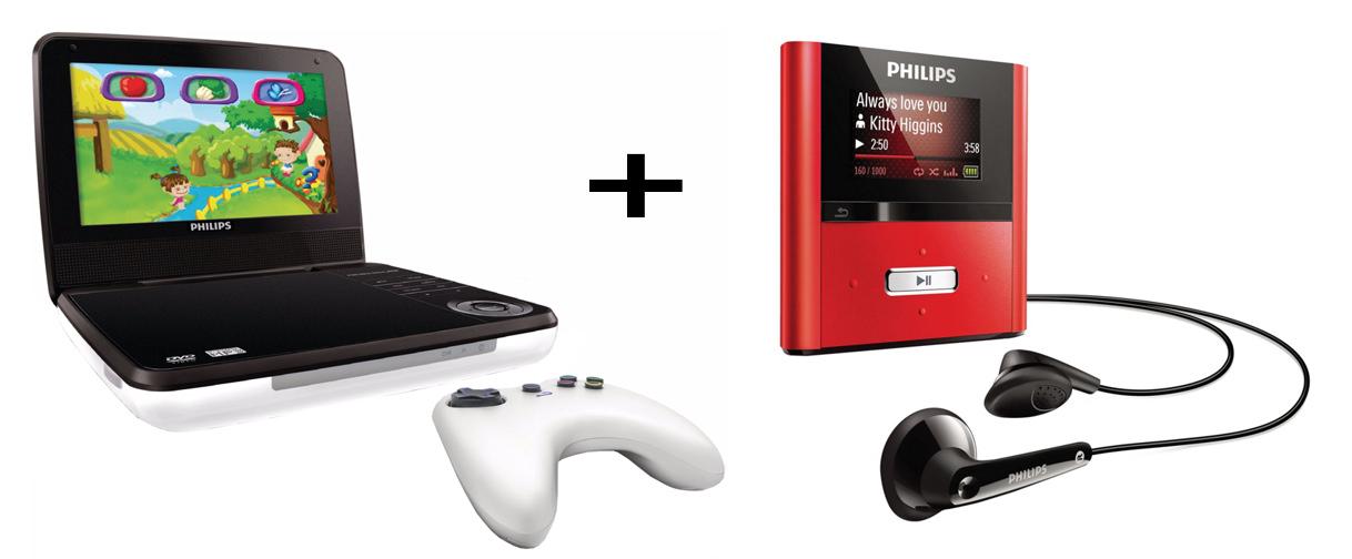 Przenośny odtwarzacz DVD Philips PD7010 + MP3 RaGa SA2RGA04RN