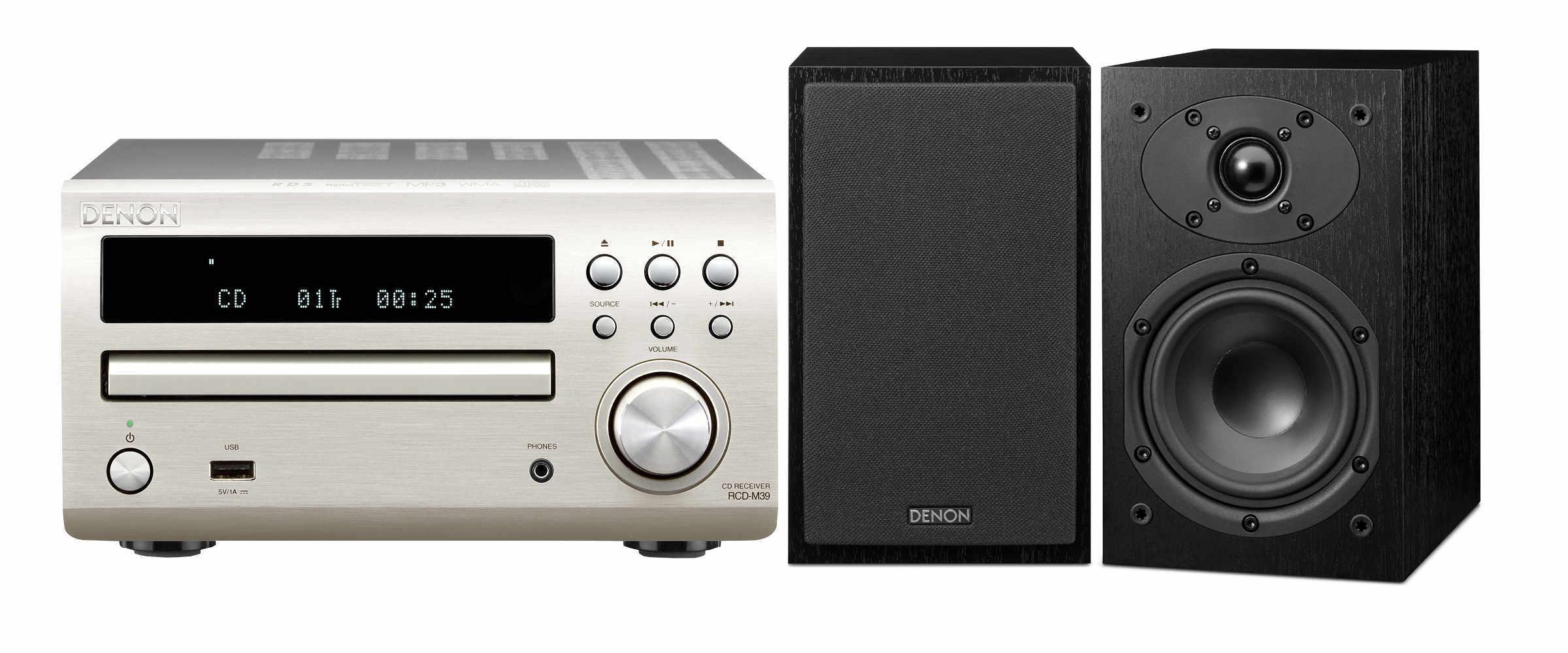Wieża Denon RCD-M39 (srebrny) + SC-M39 (czarny)