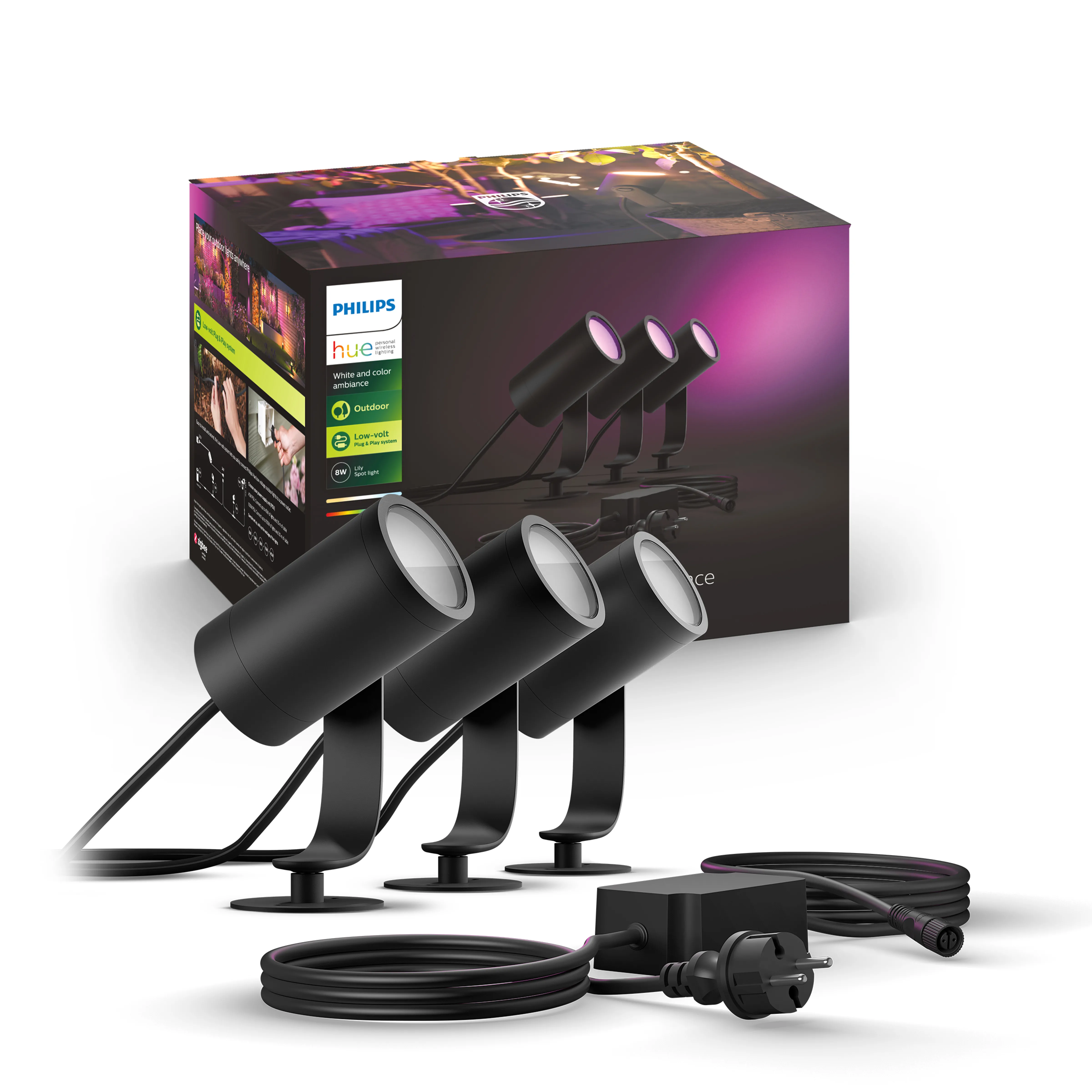 Reflektor ogrodowy Philips Lily Hue Spike Black 17414/30/P7