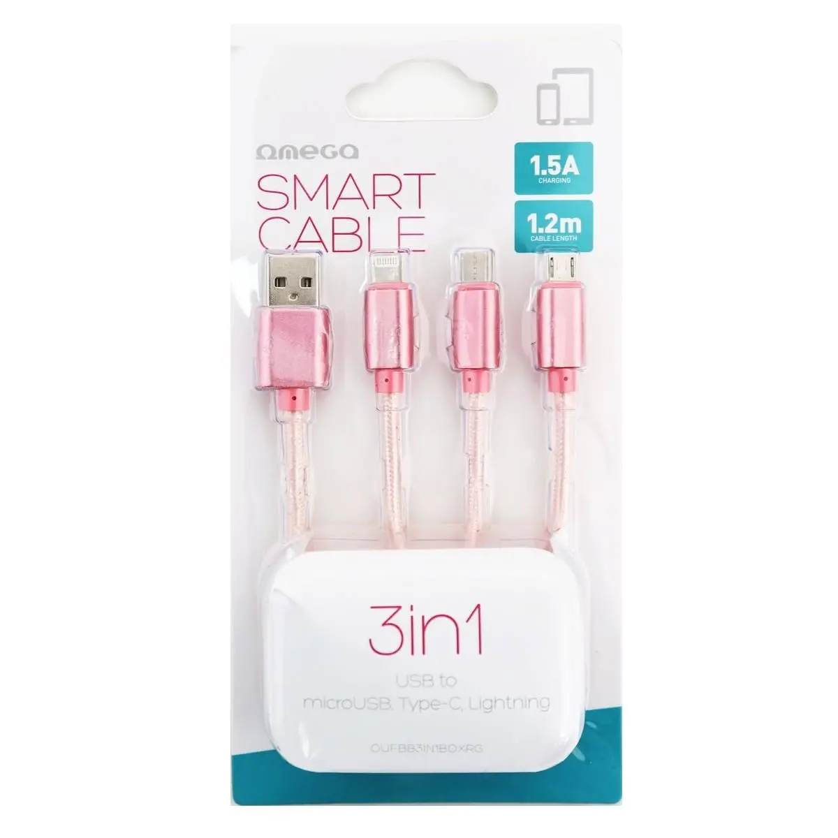 Kabel Omega OUFBBC3IN1RG Różowy