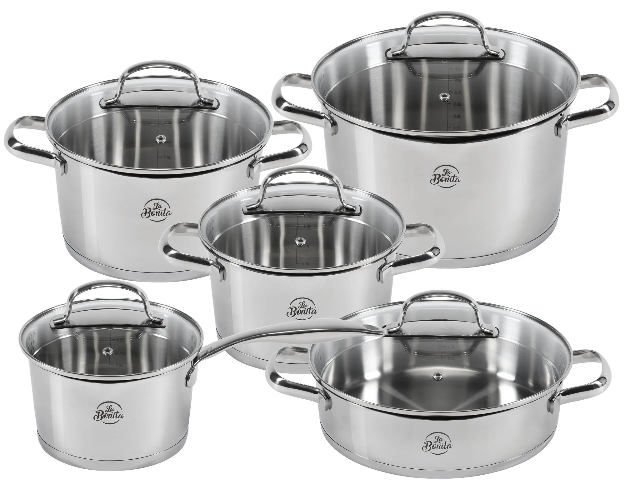 Zestaw garnków La Bonita Legendario Indukcja Stal szlachetna 10 elementów
