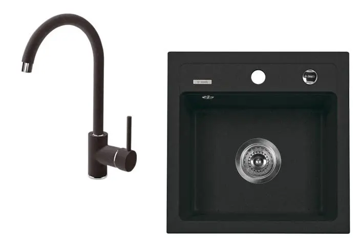 Zlewozmywak Deante Zorba ZQZ A2103 Grafitowy + bateria Nemezja Grafitowy