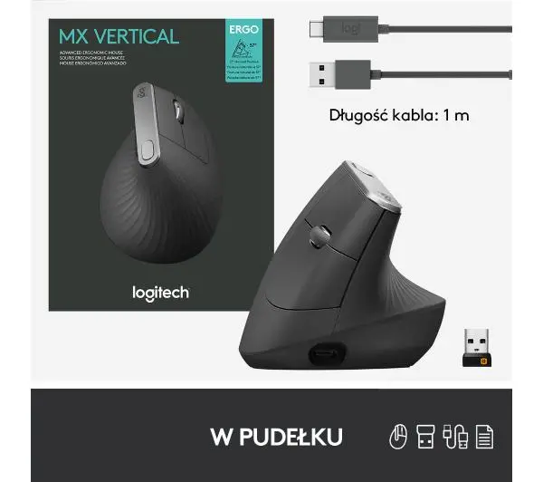 Logitech MX Vertical Grafitowy - Kup na Raty - RRSO 0%