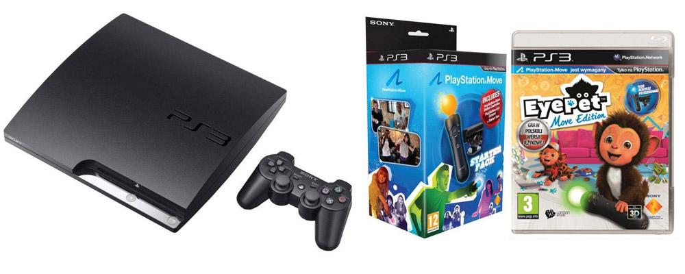 Sony PlayStation 3 Slim + PS Move Starter Pack + gra