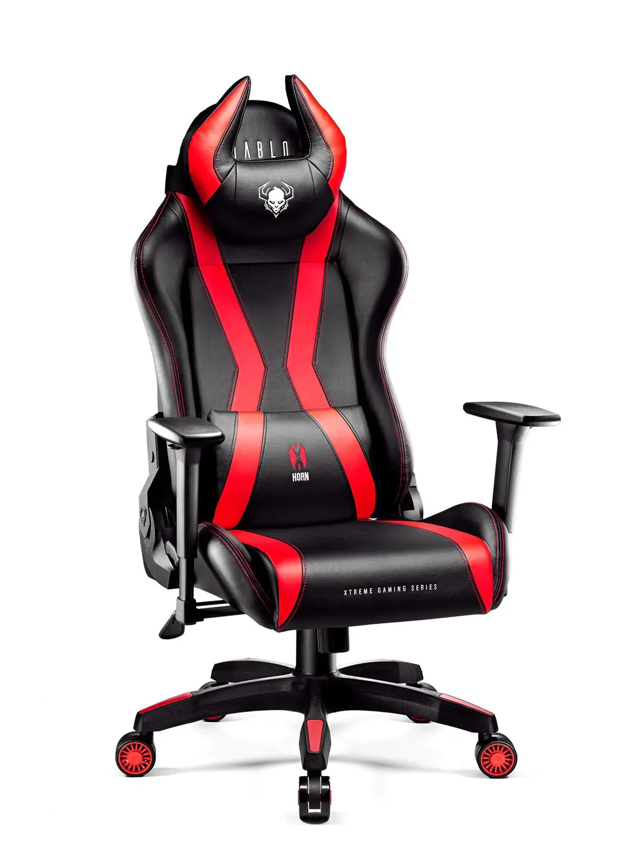 Fotel Diablo Chairs X-Horn 2.0 Normal Size Gamingowy do 160kg Skóra ECO Czarno-czerwony