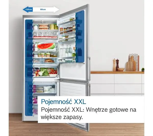 Bosch Serie 4 KGN49XIEA Pełny No Frost 203cm Szuflada z kontrolą wilgotności Srebrny - DRUGI -30%, ALBO 5-TY ZA 1ZŁ - Kup na Raty - RRSO 0%
