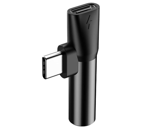 Adapter USB Typ-C - Jack 3.5 mm + USB Typ-C - czarny