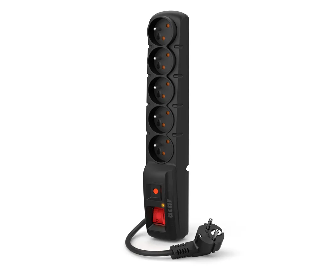 Listwa Acar F5 5 gniazd 3m Czarny
