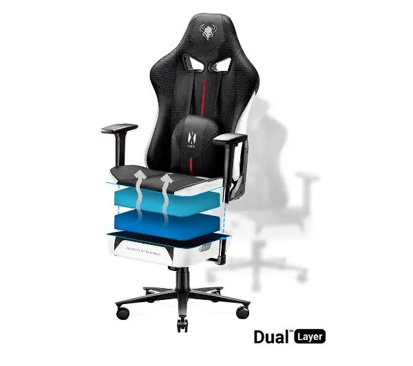 Diablo Chairs X-Player 2.0 King Size Gamingowy do 160kg Skóra ECO Tkanina Czarno-biały - Kup na Raty - RRSO 0%