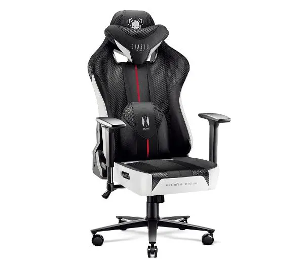 Diablo Chairs X-Player 2.0 King Size Gamingowy do 160kg Skóra ECO Tkanina Czarno-biały - Kup na Raty - RRSO 0%