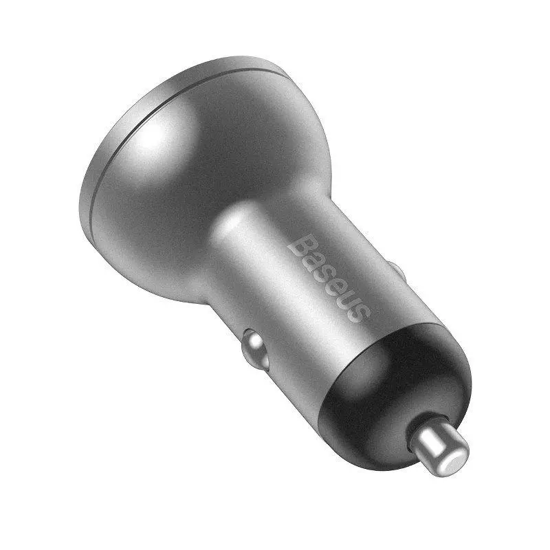 Ładowarka samochodowa Baseus z wyświetlaczem 2x USB 4,8A 24W Srebrny