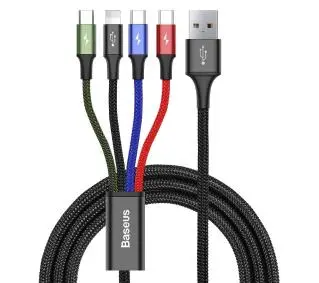 Baseus Fast 4w1 2xUSB-C Lightning Micro 3,5A 1,2m Czarny