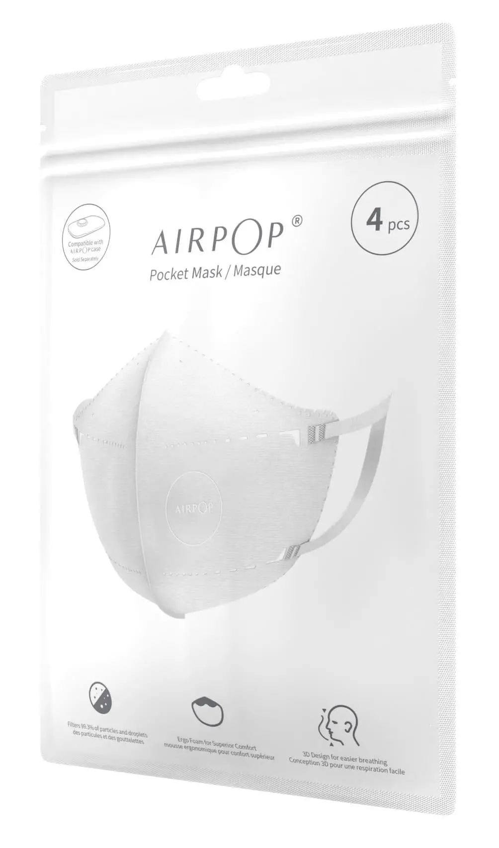 Maseczka ochronna AirPop Pocket 4 szt. Biały