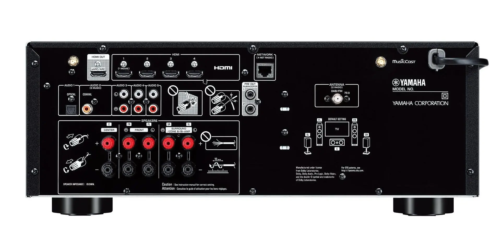 фото Акустика для домашнього кінотеатру Yamaha MusicCast RX-V4A + Pure Acoustics Nova 8, Nova 6 Black