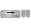 Zestaw stereo Yamaha MusicCast R-N402D (srebrny), Elac Debut Reference DBR62 (biały/orzech)