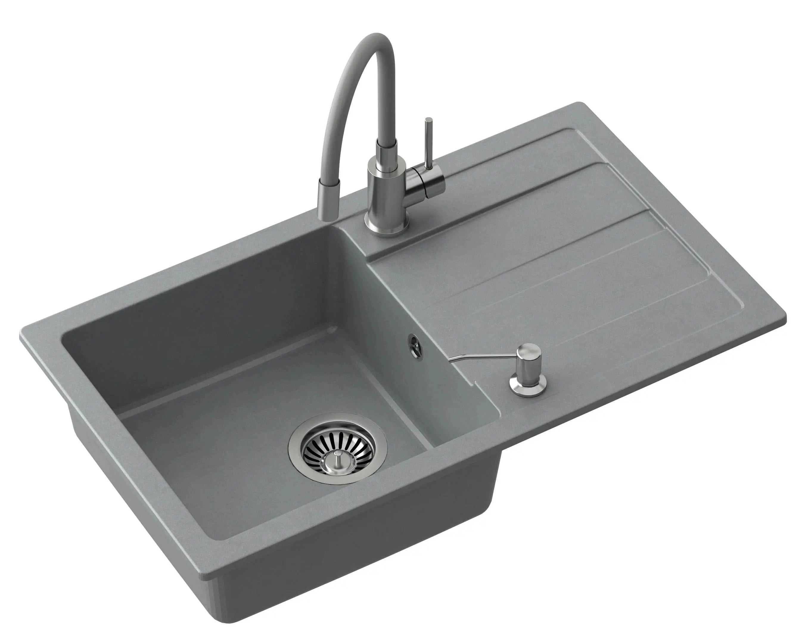 Zlewozmywak Quadron ZPM7744SZ3623500BL Pronto Max Szary + elastyczna bateria Szary