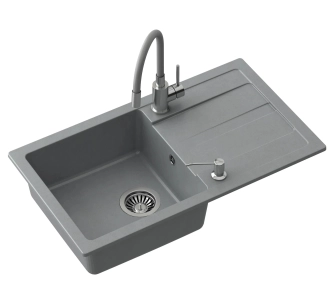 Zlewozmywak Quadron ZPM7744SZ3623500BL Pronto Max Szary + elastyczna bateria Szary
