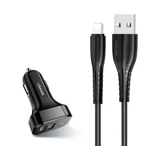 Ładowarka samochodowa USAMS C13 2x USB kabel Lightning Czarny