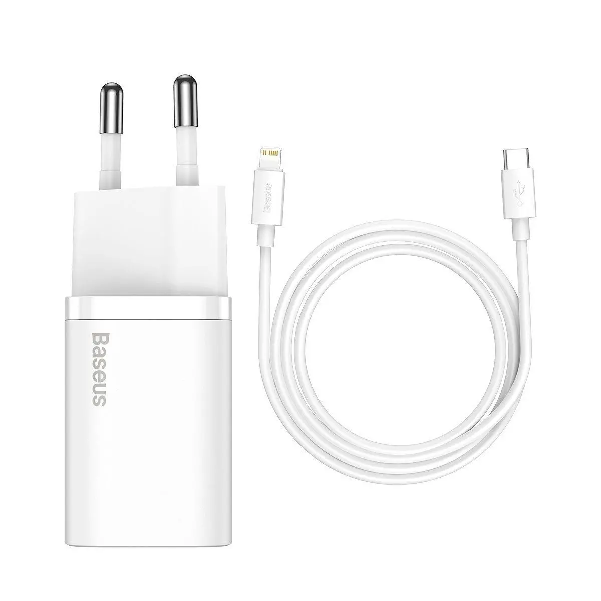 Ładowarka sieciowa Baseus TZCCSUP-B02 Super Si Quick Charger 1C 20W + kabel USB-C do Lightning 1m Biały