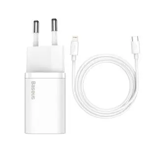 Ładowarka sieciowa Baseus TZCCSUP-B02 Super Si Quick Charger 1C 20W + kabel USB-C do Lightning 1m Biały