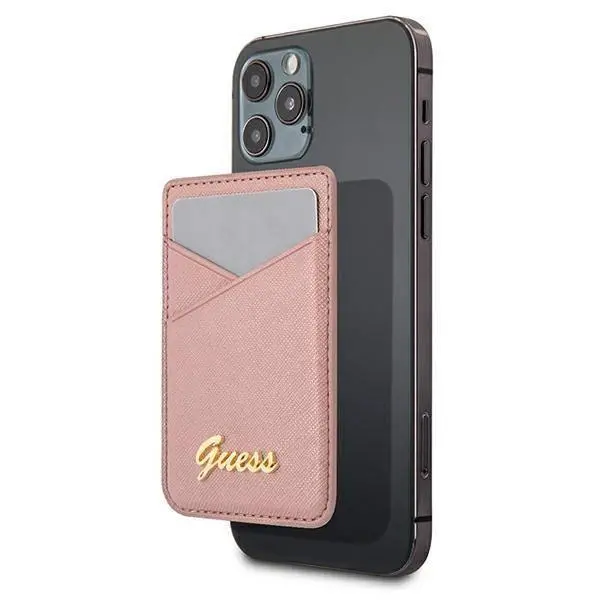 Etui Guess Wallet Card Slot GUWMSSASLPI MagSafe Saffiano do iPhone 12 Różowy