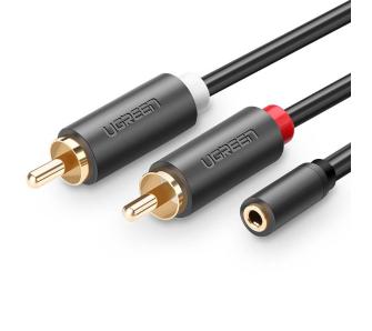 Kabel  audio UGREEN AV102 / 2x RCA do jack 3,5 mm, 1m