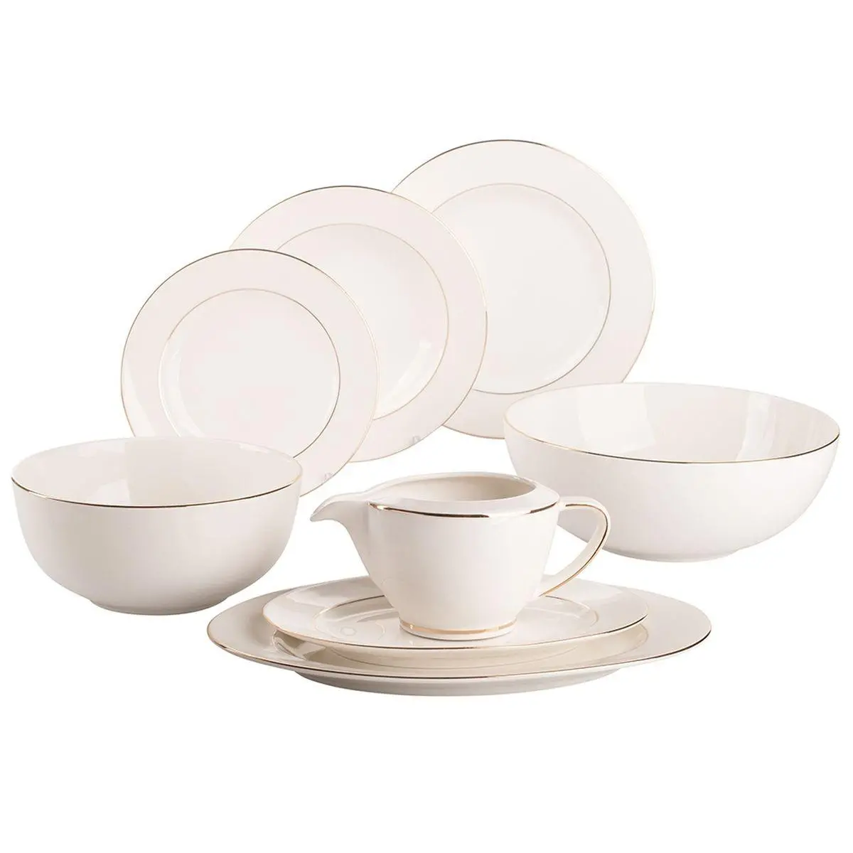 Zestaw obiadowy MariaPaula Nova Ecru Złota Linia 23 elementy