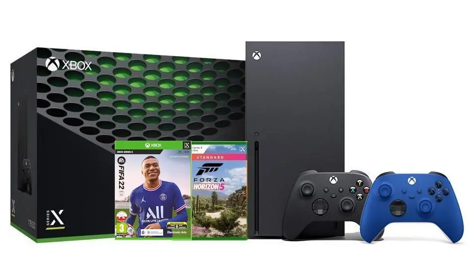 Konsola Xbox Series X 1TB z napędem + Dodatkowy Pad Niebieski + Forza Horizon 5 + FIFA 22