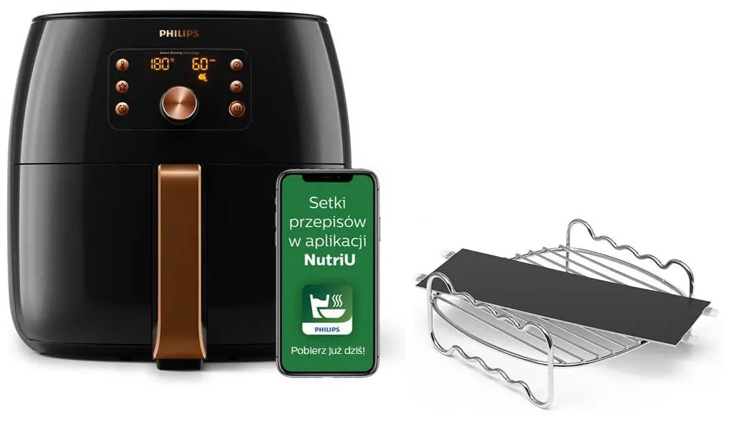 Air fryer Philips Ovi Smart XXL HD9867/90 + HD9950 2225W 7,3l Aplikacja mobilna