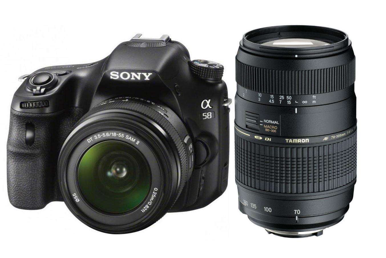 Lustrzanka Sony SLT-A58K+DT 18-55 mm SAM II +Tamron AF 70-300  Di USD