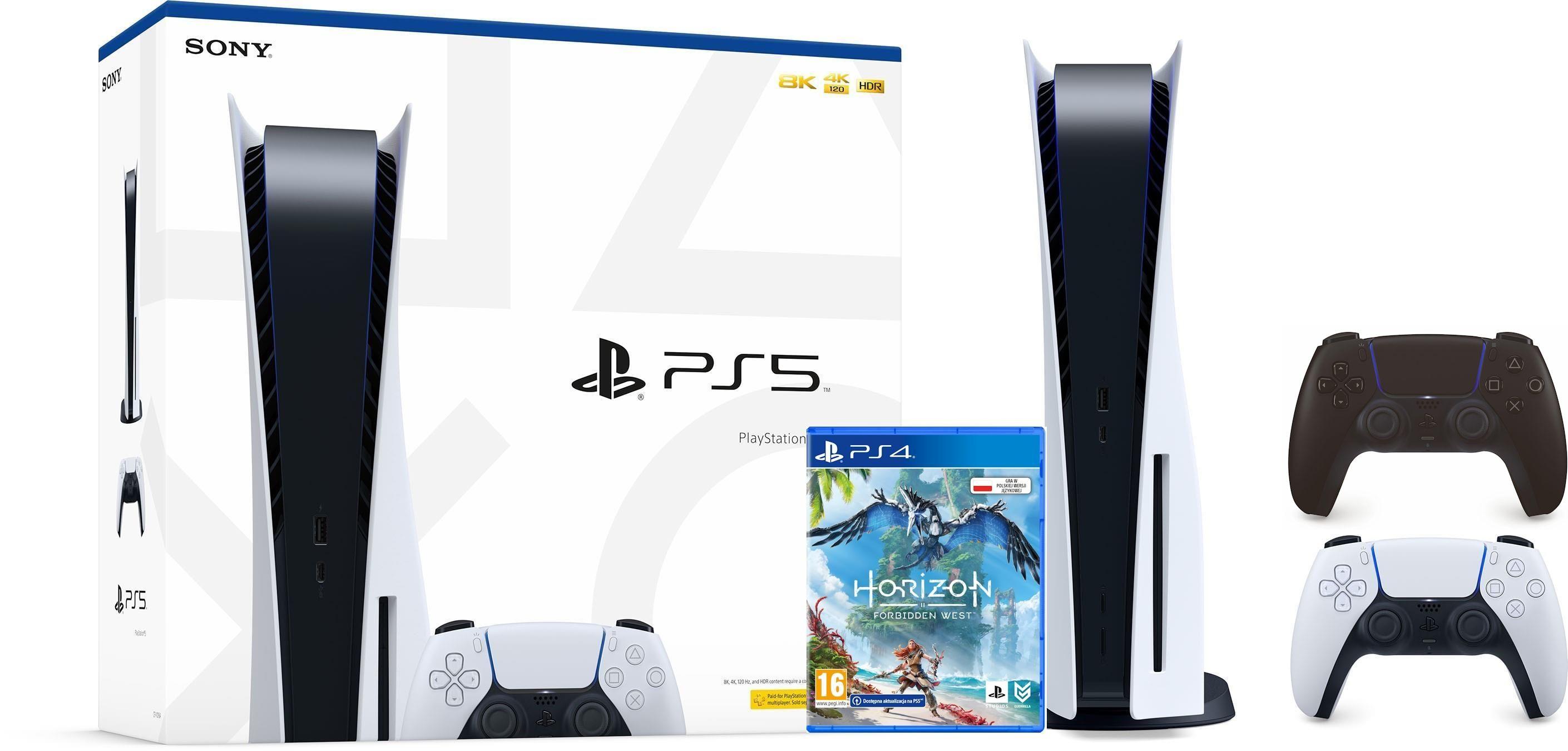 Konsola Sony PlayStation 5 (PS5) z napędem - Horizon Forbidden West - dodatkowy pad (czarny)
