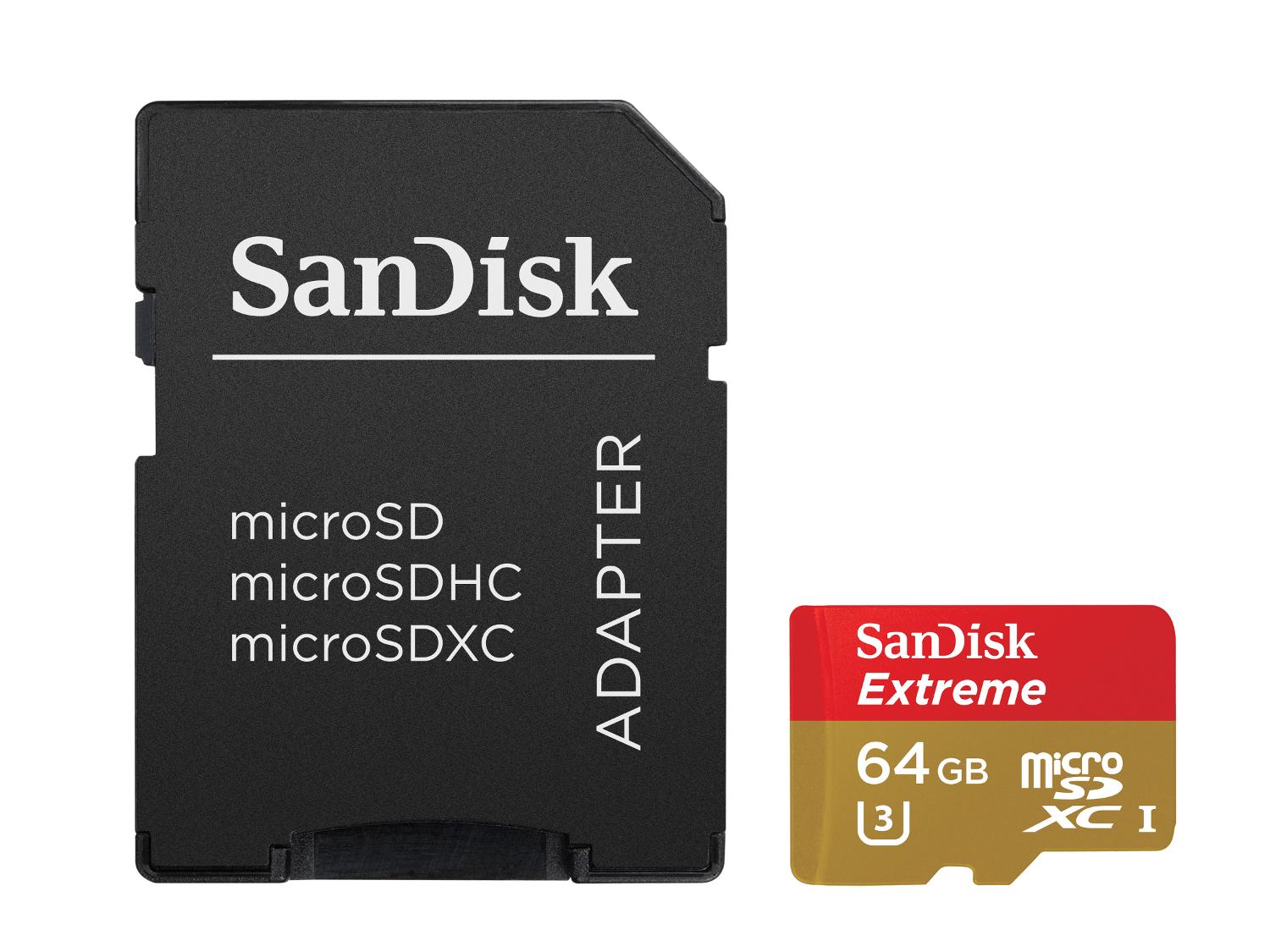 SANDISK Extreme microSDXC 90mb/s U3/UHS-I 64GB