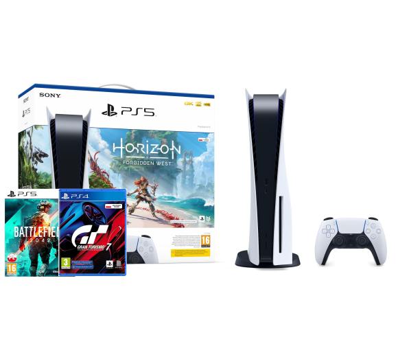 konsola PS5 Sony PlayStation 5 (PS5) + Horizon Forbidden West + Battlefield 2042 + Gran Turismo 7