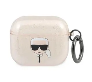 Karl Lagerfeld KLA3UKHGD Glitter Karl`s Head AirPods 3 Cover Złoty