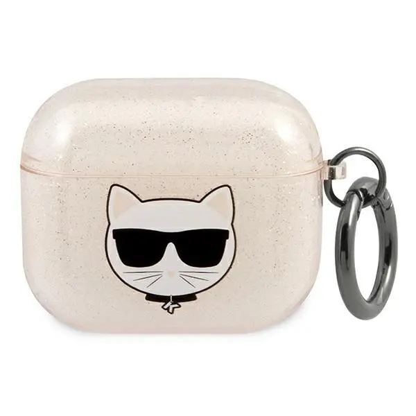 Etui na słuchawki Karl Lagerfeld KLA3UCHGD Glitter Choupette Head AirPods 3 Cover Złoty