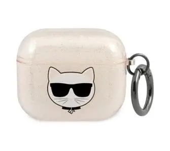 Etui na słuchawki Karl Lagerfeld KLA3UCHGD Glitter Choupette Head AirPods 3 Cover Złoty