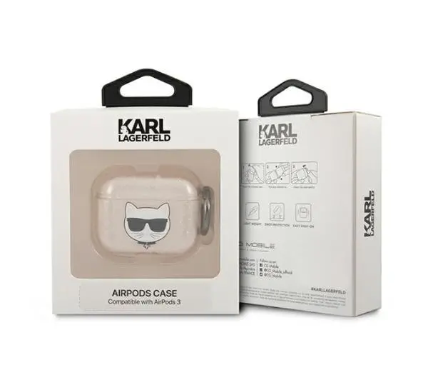 Karl Lagerfeld KLA3UCHGD Glitter Choupette Head AirPods 3 Cover Złoty
