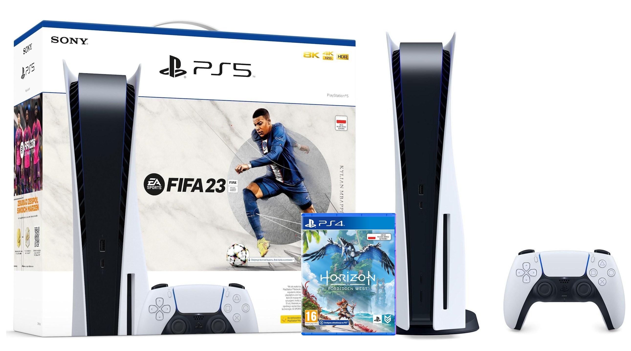 Konsola Sony PlayStation 5 (PS5) z napędem - FIFA 23 - Horizon Forbidden West