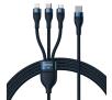 Kabel Baseus Flash Series 2 3w1 USB-C + micro USB + Lightning 100W 1,5m Niebieski