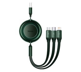 Kabel Baseus CAMJ010006 USB 3w1 3,5A 1,1m Zielony