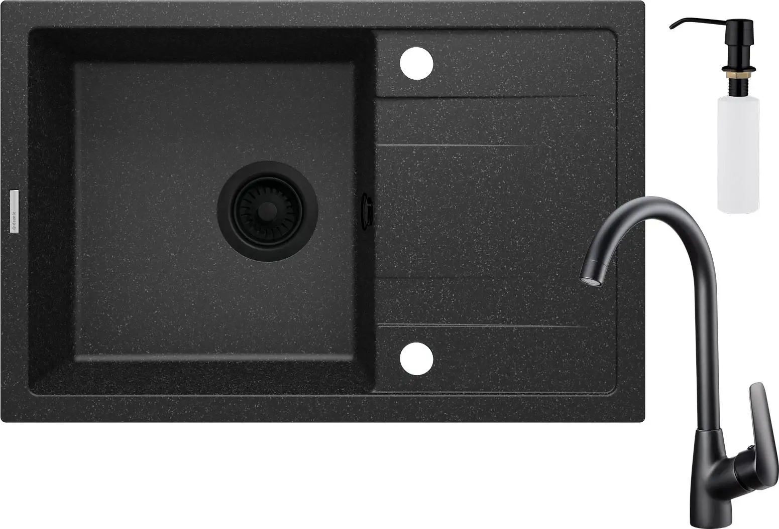 Zlewozmywak Deante Corio ZRCC2113 Grafitowy + bateria Boro BMO_N62M Nero