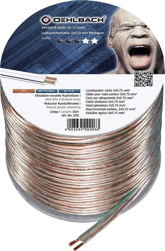 Kabel głośnikowy Oehlbach Speaker Wire SP-7 (205) 2x0,75mm 30m Transparent