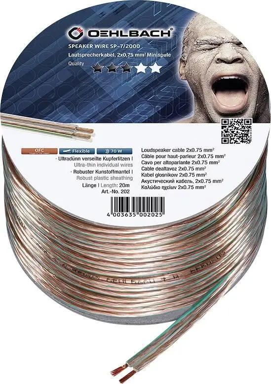 Kabel głośnikowy Oehlbach Speaker Wire SP-7 (202) 2x0,75mm 20m Transparent