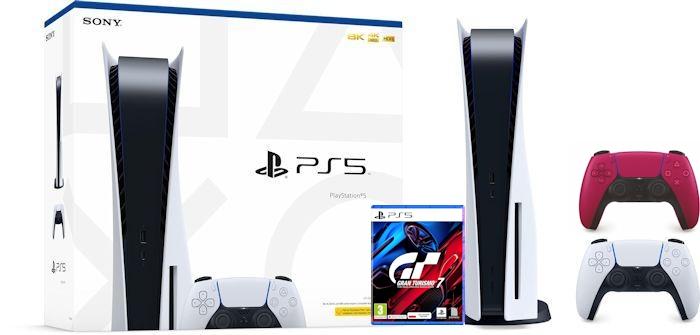 Konsola Sony PlayStation 5 (PS5) z napędem - Gran Turismo 7 - dodatkowy pad (czerwony)