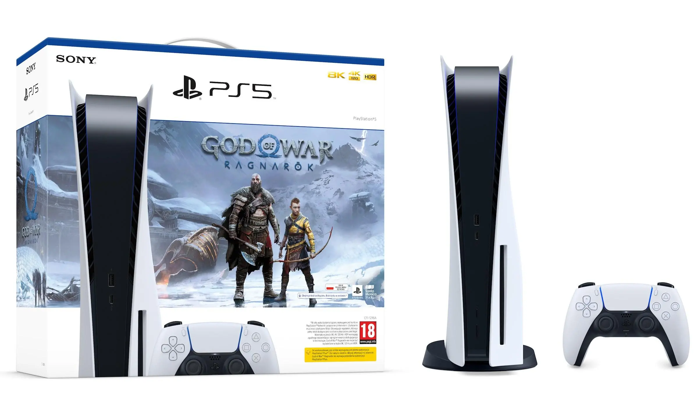Konsola Sony PlayStation 5 (PS5) z napędem + God of War Ragnarok