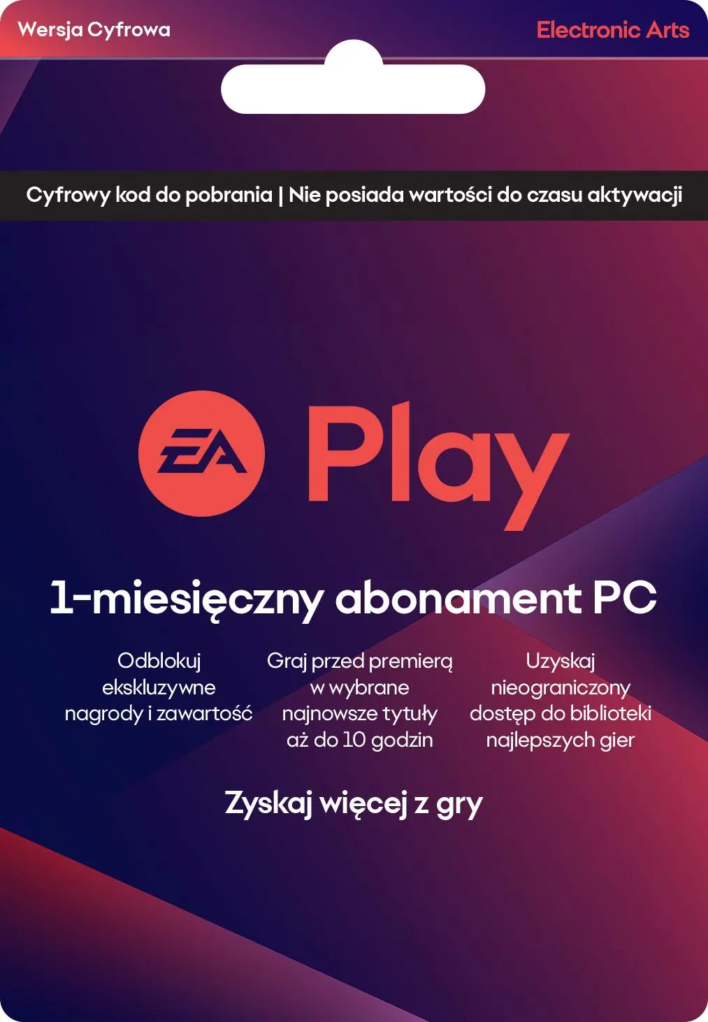 EA Play 1 miesiąc [kod aktywacyjny] abonament na PC