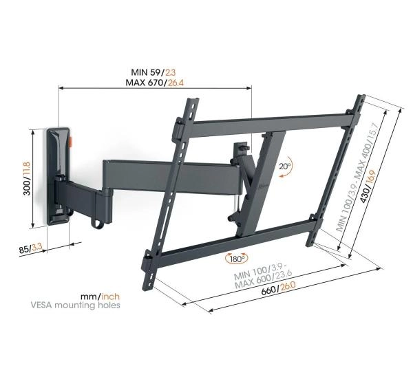 Vogels TVM 3643 Czarny od 40" do 77" Max 35kg - Kup na Raty - RRSO 0%